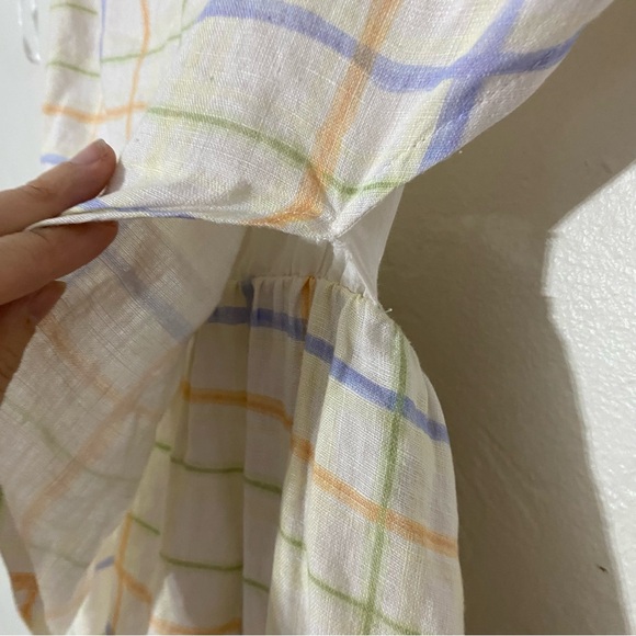 IRES 100% Linen Free People Petunia Scarf Dress Handkerchief Maxi Pastel Plaid S - Picture 16 of 16